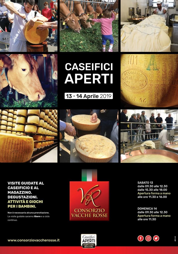 Locandina "Caseifici Aperti" 2019 al Consorzio Vacche Rosse