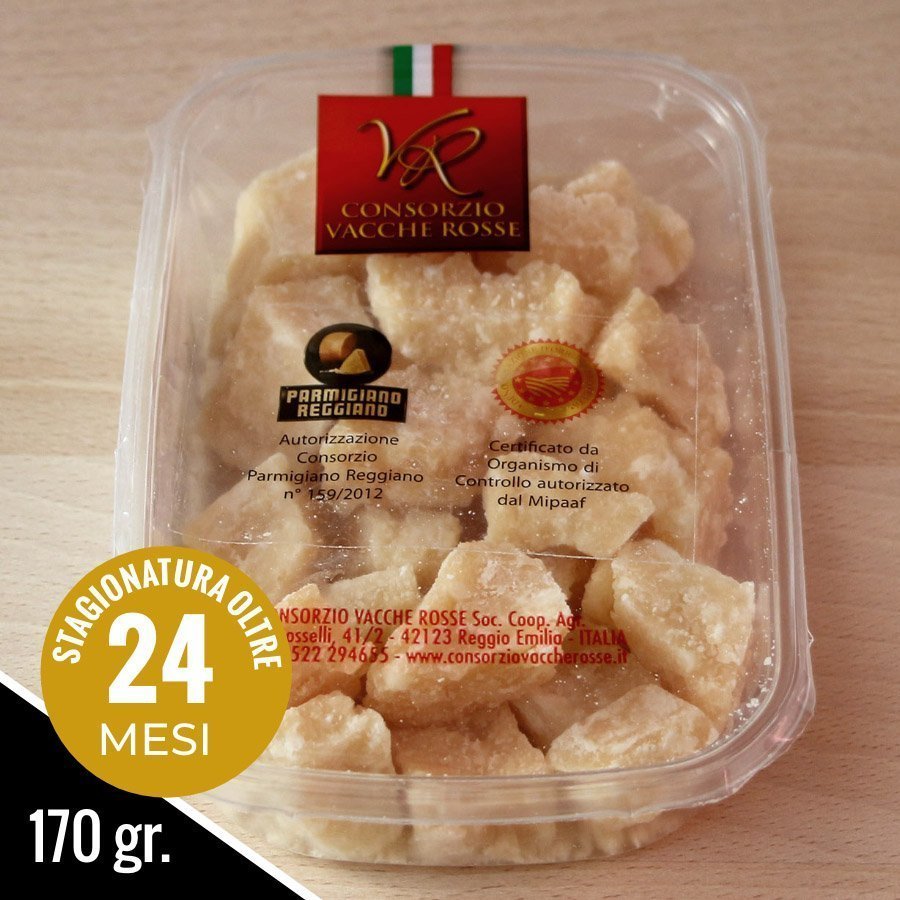 Vaschetta di Parmigiano Reggiano Vacche Rosse in comodi bocconcini